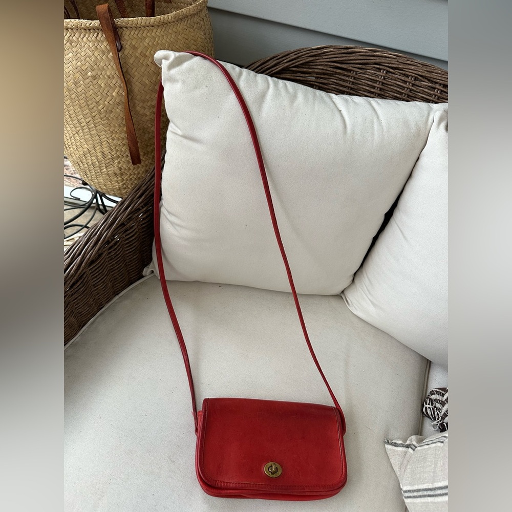 Coach Red vintage Dinky Leather Crossbody Bag
